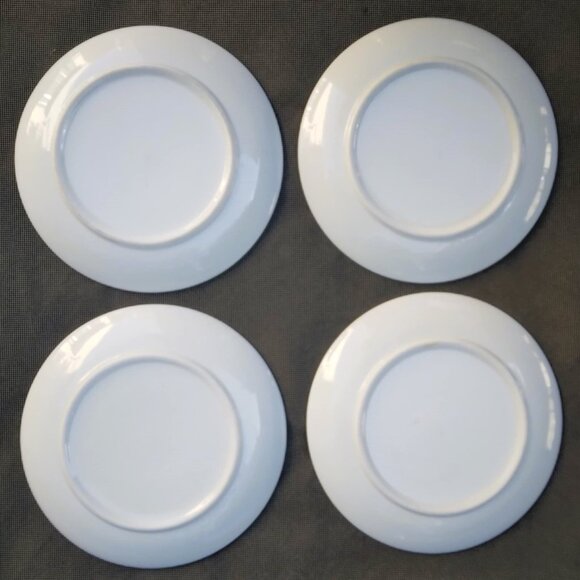 Lovely Set of 4 Porcelain Hand Painted Enameled Plates with Arabesques/ Red Song - Picture 15 of 15